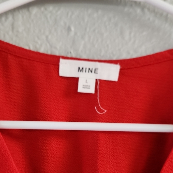 Mine Red Flutter Sleeve Wrap Blouse - Picture 2 of 3